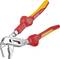 A red pliers with yellow handles and the inscription 'Hazet'. It is toothed at the front and is suitable for gripping objects.
