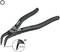 Pointed pliers with black handle for working with retaining rings. Enlarged view shows point angle of 90° and diameter of 1.8 mm.