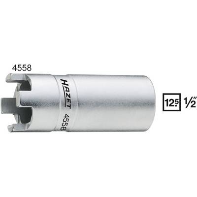 Socket with 12.5 mm (1/2 inch) square drive, silver coloured, Hazet brand, model number 4558.