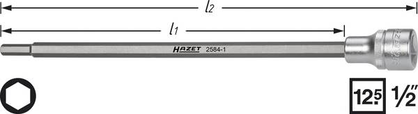 Hazet 2584-1 2584-1 Allen Extension socket 6 mm 1/2" (12.5 mm)