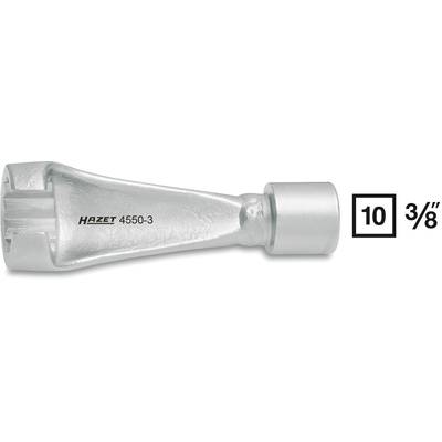 Silver HAZET spark plug spanner 4550-3 with 10 mm diameter and 3/8" drive.
