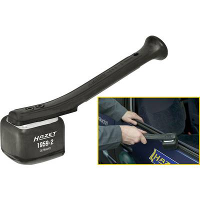 A hammer with the inscription 'Hazet 1959-2 Germany', alongside an image showing the tool working on a vehicle door.