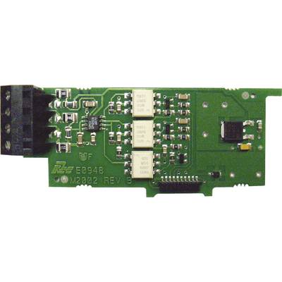 Close-up of a green electronic circuit board with various components and circuits.