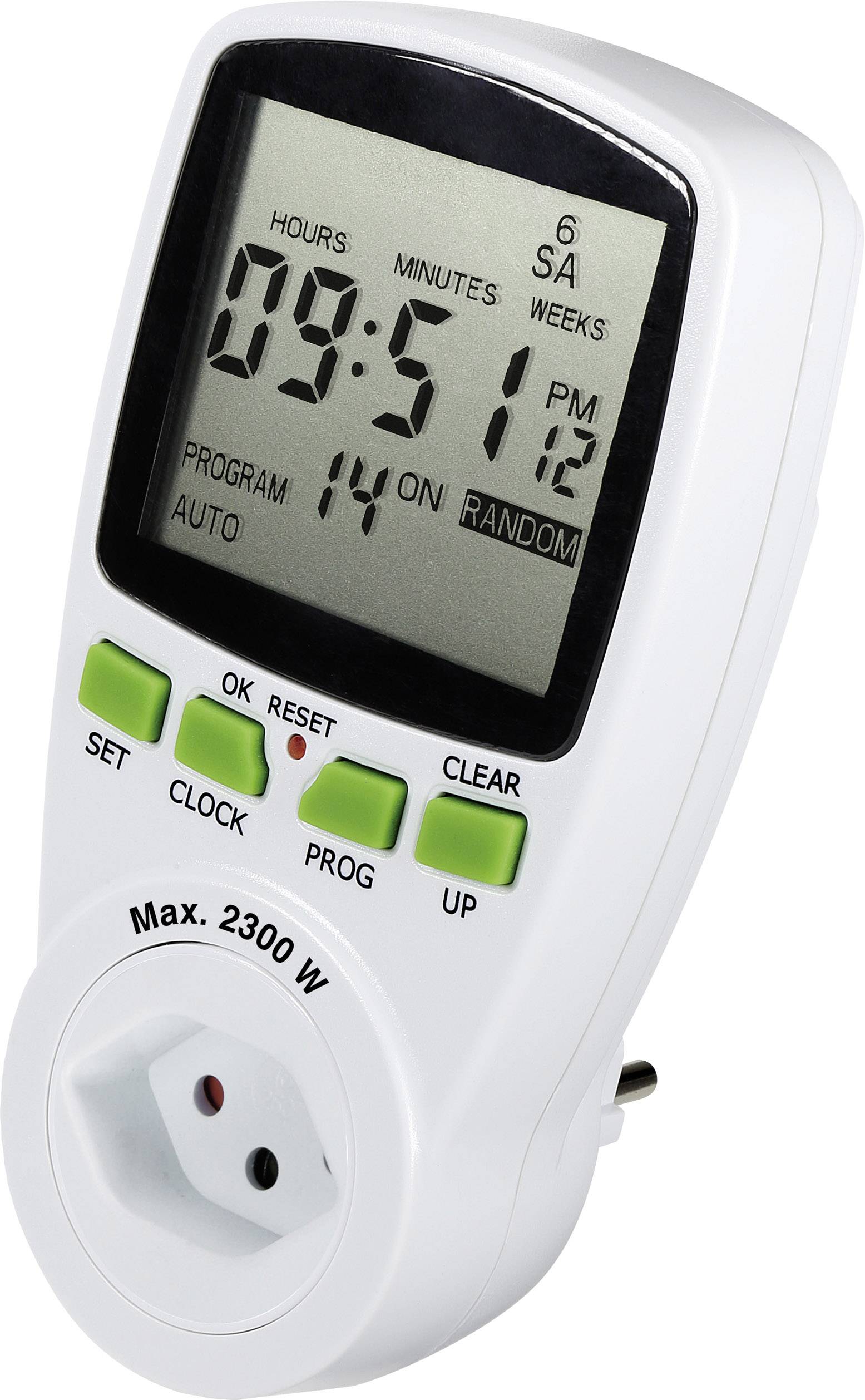 Renkforce 1289405 Timer/power strip digital 7 day mode 2300 W IP20 Count-down mode, RND mode
