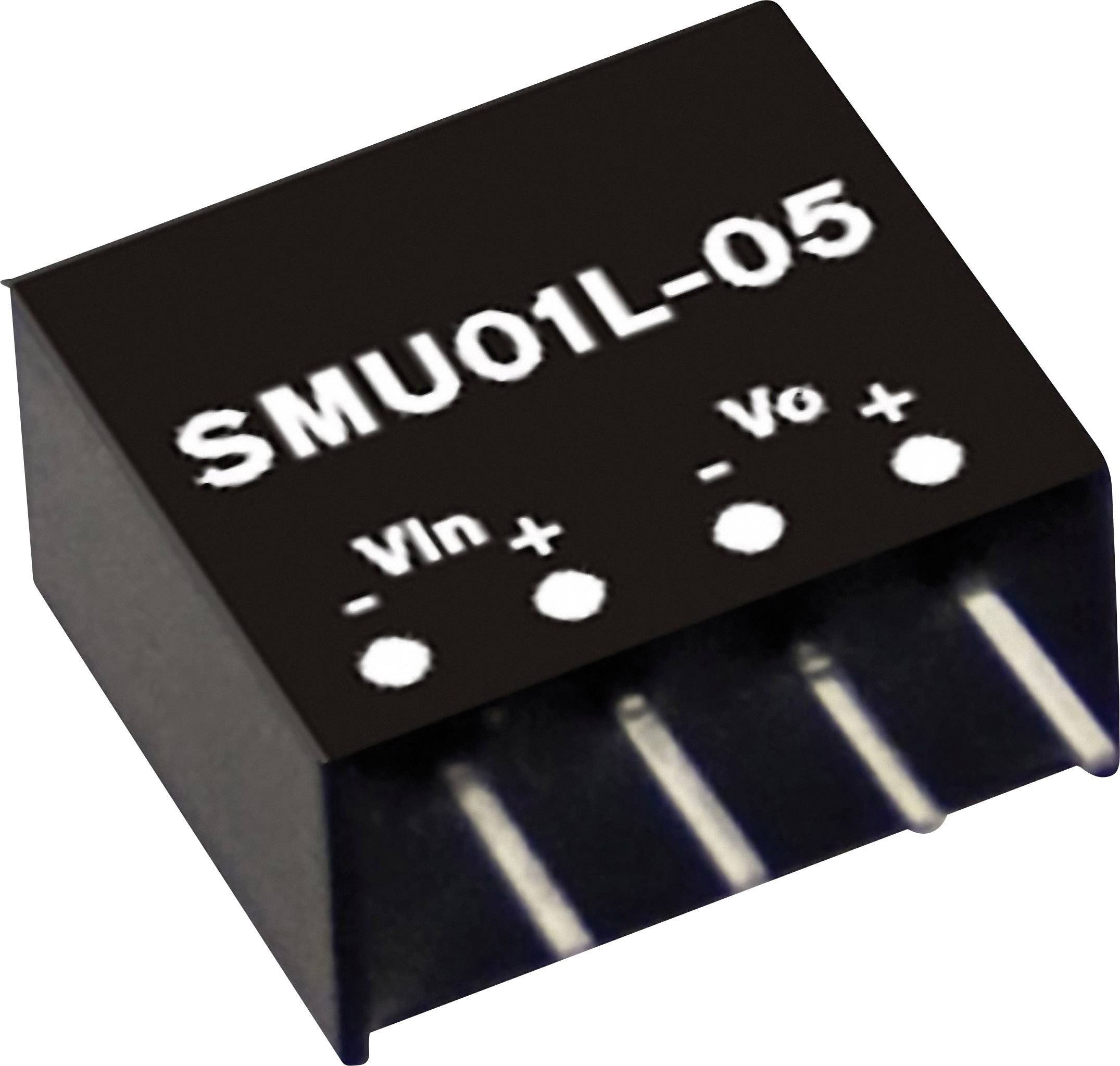 'SMU01L-05' chip with three pins labelled as 'Vin+', 'Vin-', and 'Vo+'. Connector type and model number are visible.