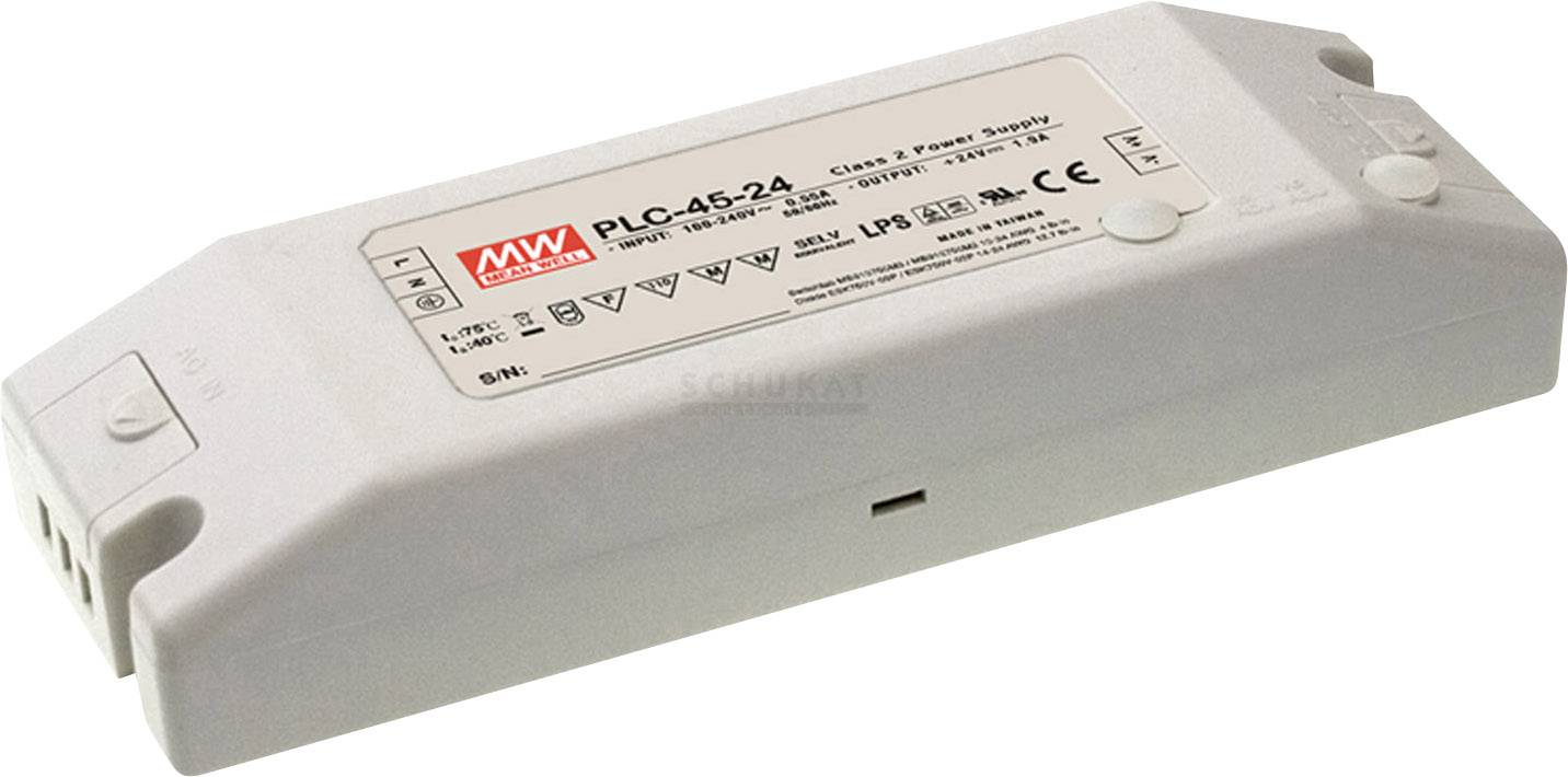 MEAN WELL PLC-45-48 LED driver, LED transformer Constant voltage, Constant current 45 W 0.95 A 48 V DC not dimmable, PFC-0