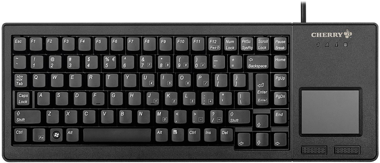 CHERRY XS Touchpad Keyboard USB Keyboard German, QWERTZ Black Built-in touchpad