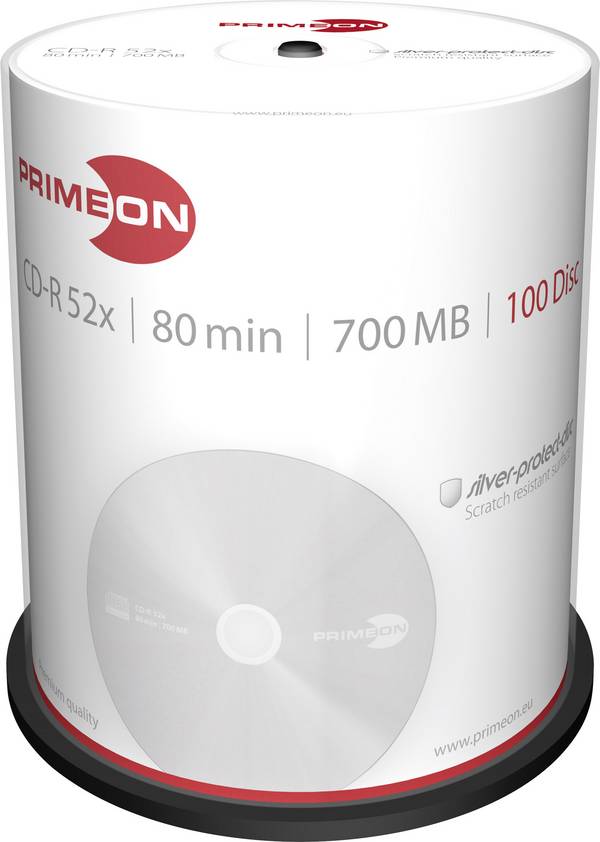 Primeon 2761103 Blank CD-R 80 700 MB 100 pc(s) Spindle Silver matte surface