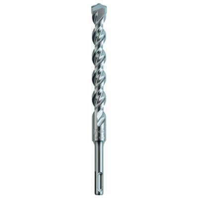 A silver drill bit with a spiral shaft and SDS connection for concrete or stone drilling work.