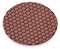 A round sanding pad with a hexagonal pattern in a reddish colour, suitable for surface treatment.