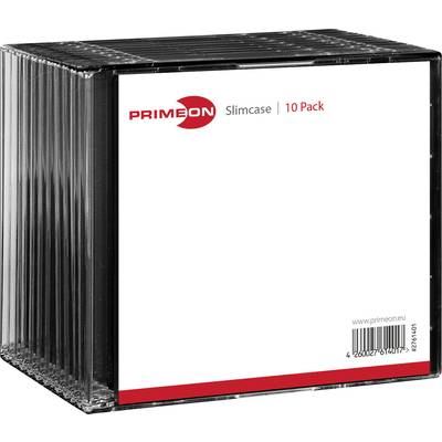 'Primeon Slimcase 10 Pack' CD sleeves in clear plastic with white label. Contains logo and website address.