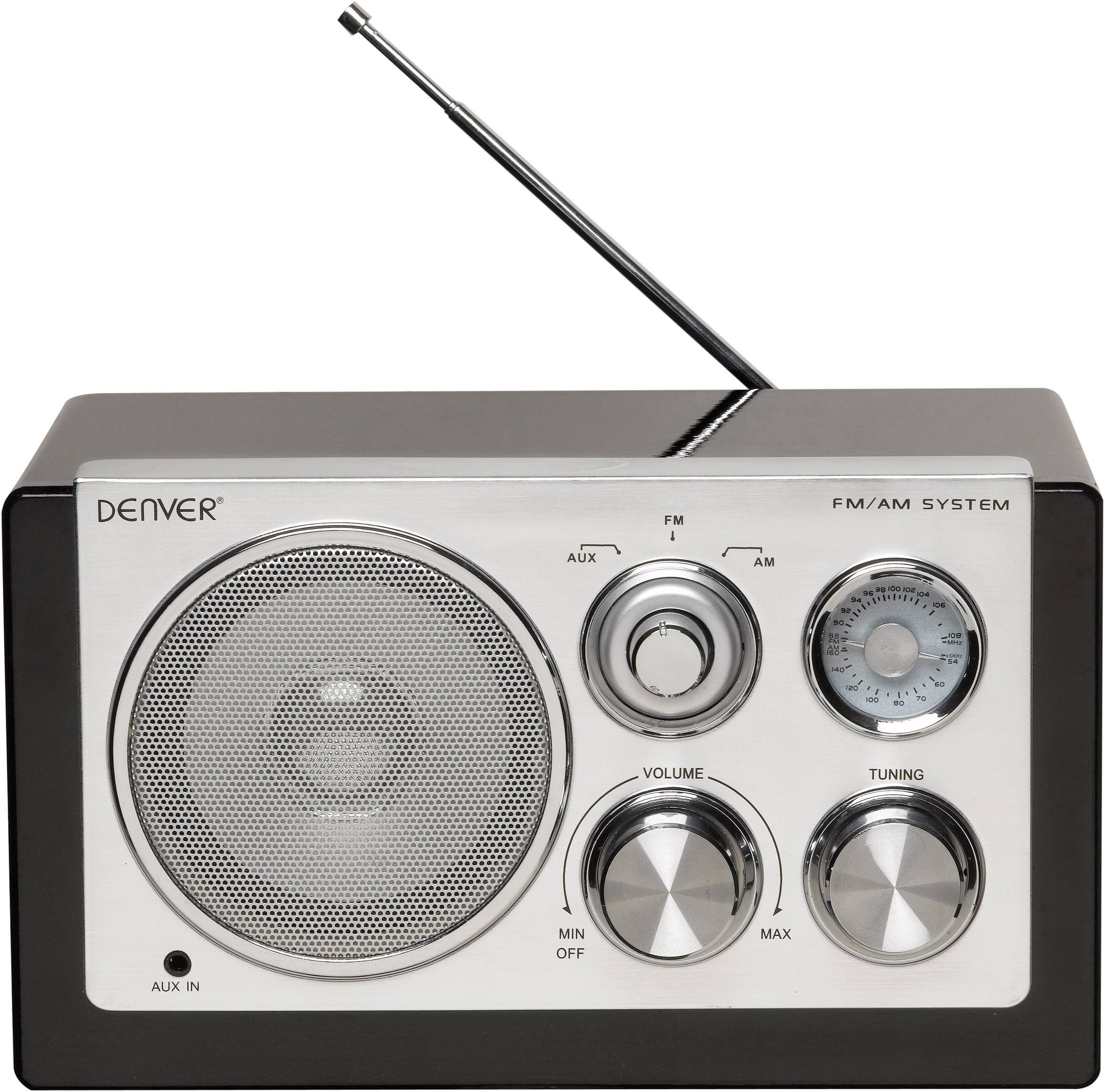 Denver TR-61 Desk radio FM, AM AUX Black, Silver-0