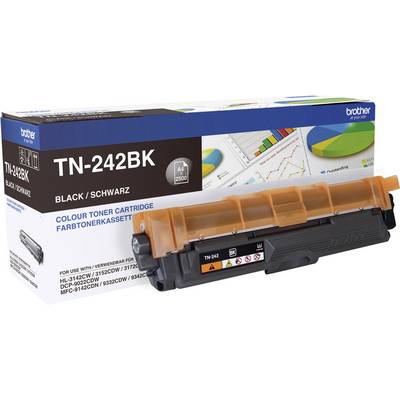 Toner cartridge marked 'Brother TN-242BK', compatible with multiple printer models. Contains black ink.
