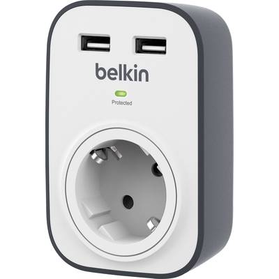 Belkin BSV103vf Surge protection in-line connector + USB   White, Grey