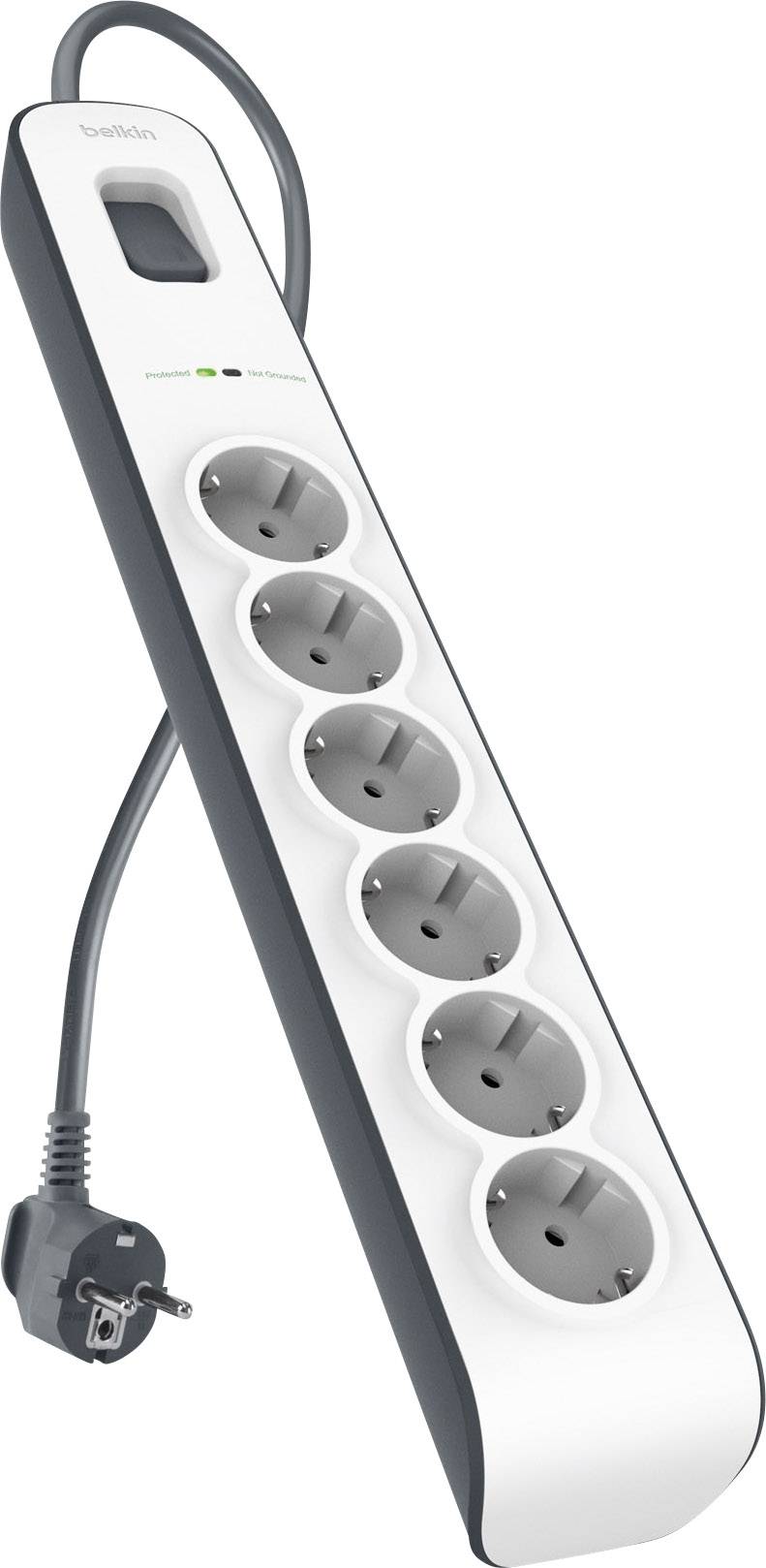 Belkin BSV603vf2M Surge protection power strip 6x White, Grey PG connector 1 pc(s)-1