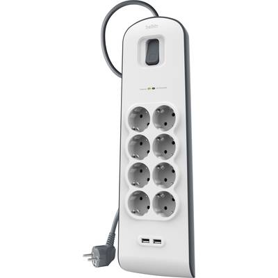 Belkin BSV804vf2M Surge protection power strip 8x White, Grey PG connector 1 pc(s)