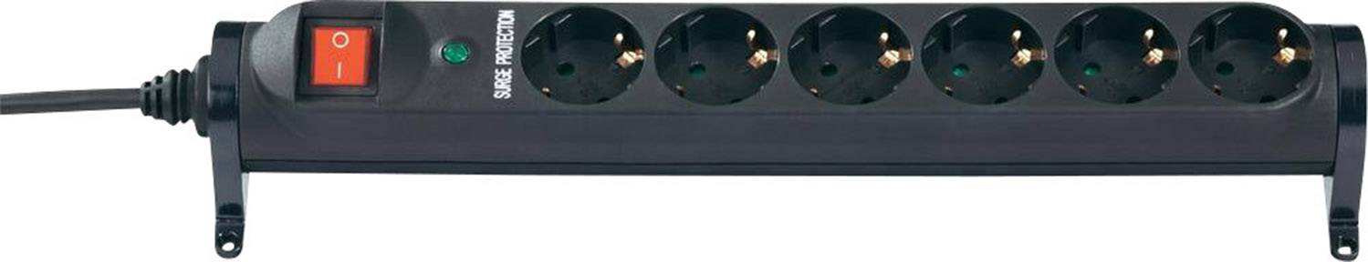 Renkforce 615F-CMB-S Surge protection power strip 6x Black PG connector 1 pc(s)
