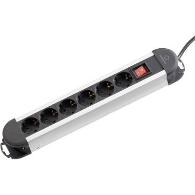 Image of Renkforce 614A-CMB Power strip (+ switch) 6x Black, Silver PG connector 1 pc(s)