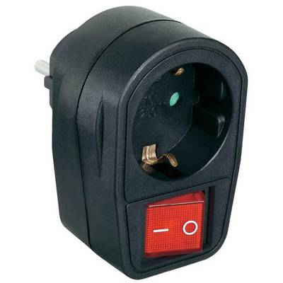 Renkforce 1296317 In-line socket with switch   2-pin Black