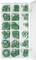 An open plastic box with twelve compartments, filled with green O-rings in various sizes.