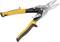 Yellow and black metal shears with ergonomic handles and silver blades, suitable for cutting thin metal.