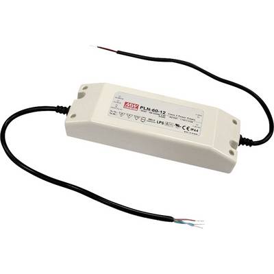 LED power supply, rectangular, white housing, with cables at both ends, suitable for lighting applications.