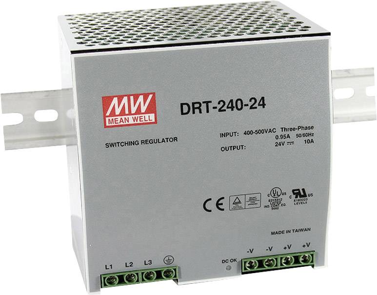 Mean Well DRT-240-24 Rail mounted PSU (DIN) 24 V DC 10 A 240 W 1 x