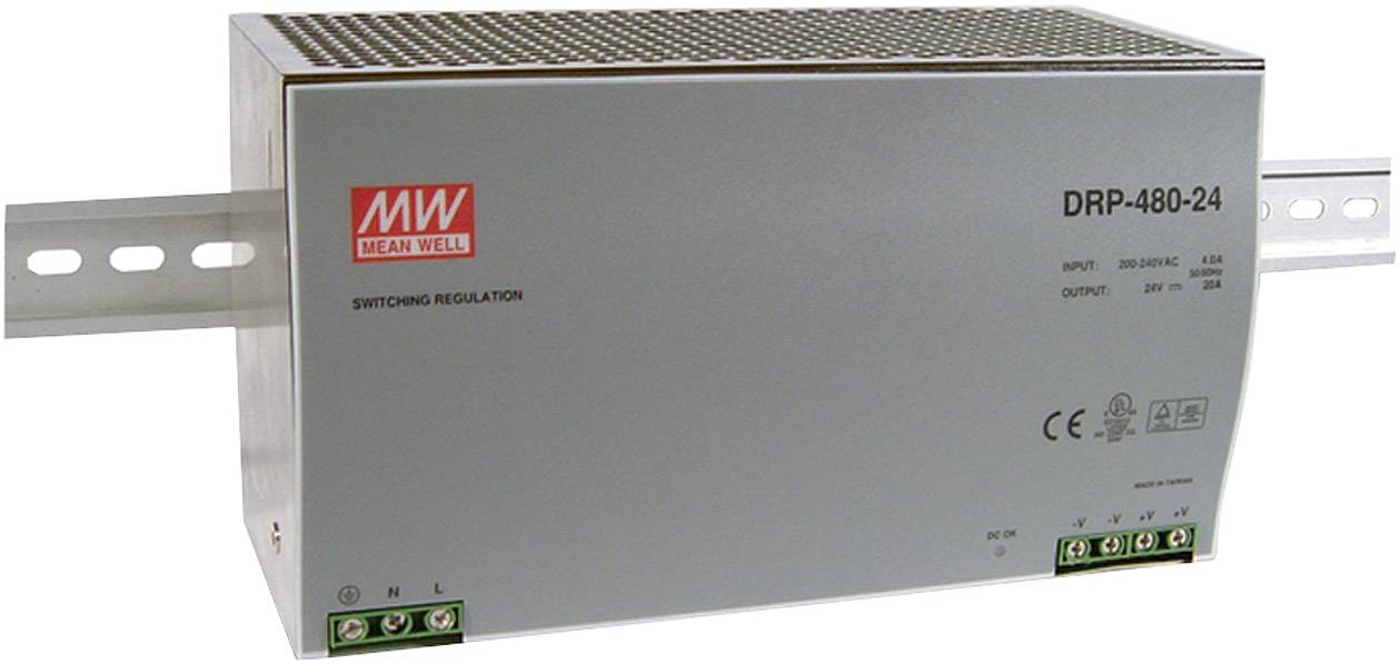 Mean Well DRP-480-24 Rail mounted PSU (DIN) 24 V DC 20 A 480 W 1 x