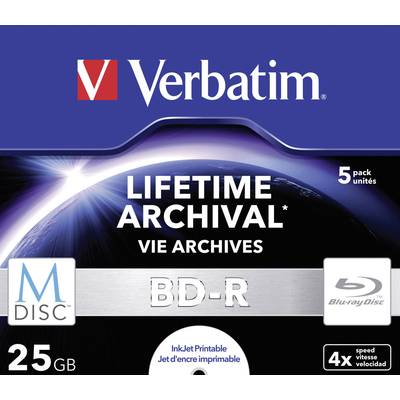 Verbatim 43823 Blank M-Disc Blu-ray DVD 25 GB 5 pc(s) Jewel case Printable