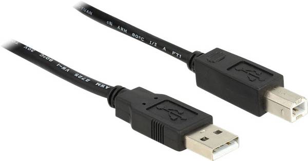 Delock USB cable  USB 2.0 USB-A plug, USB-B plug 20.00 m Black UL-approved 83557