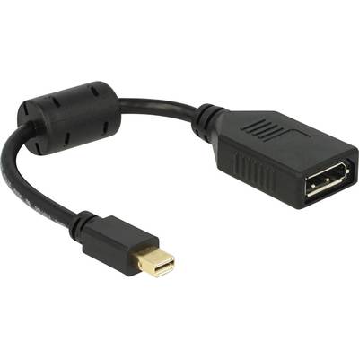 'Adapter cable with Mini DisplayPort plug to HDMI socket made of black plastic, showing connection options for video connections.'