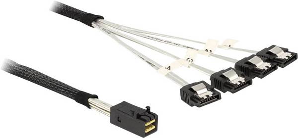 Delock Hard drives Cable [1x Mini SAS socket (SFF-8643) - 4x SATA plug 7-pin] 0.50 m Black