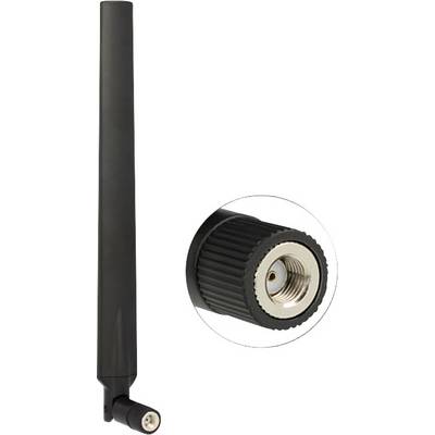 A black antenna with a detached base, showing the thread and connection.