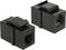 Two black RJ45 connectors for network cables in plug solutions. Suitable for connecting Ethernet cables.