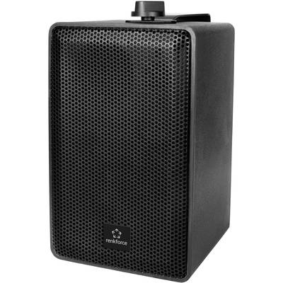 Black compact speaker with metal grille front and logo at the bottom.