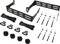 Car mounting kit: two metal brackets, four cable harnesses, screws and fixing components.