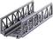 Grey model of a truss bridge with detailed cross and longitudinal bracing, suitable for model railways.