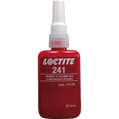 A red bottle of Loctite 241 thread lock, 50 ml, with a white cap, labelled in multiple languages.