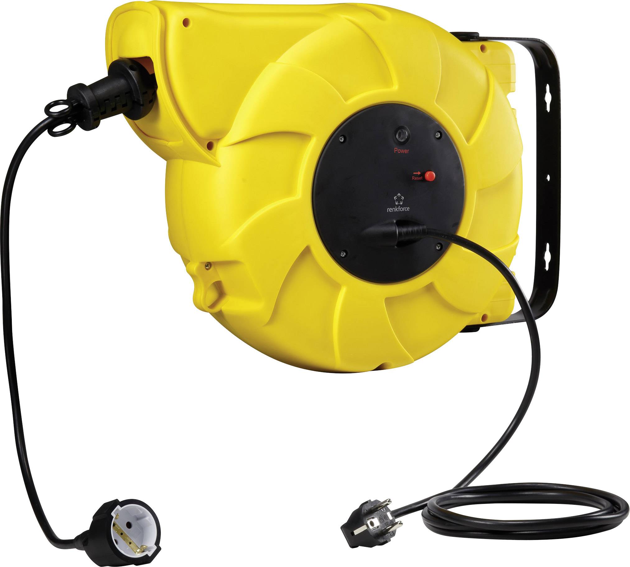 Renkforce 1300042 Cable reel 22.00 m Black PG right-angle plug