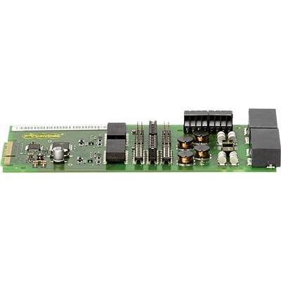 Green electronic circuit board with multiple connectors, coils, and chips; possibly part of a computer or electronic device.