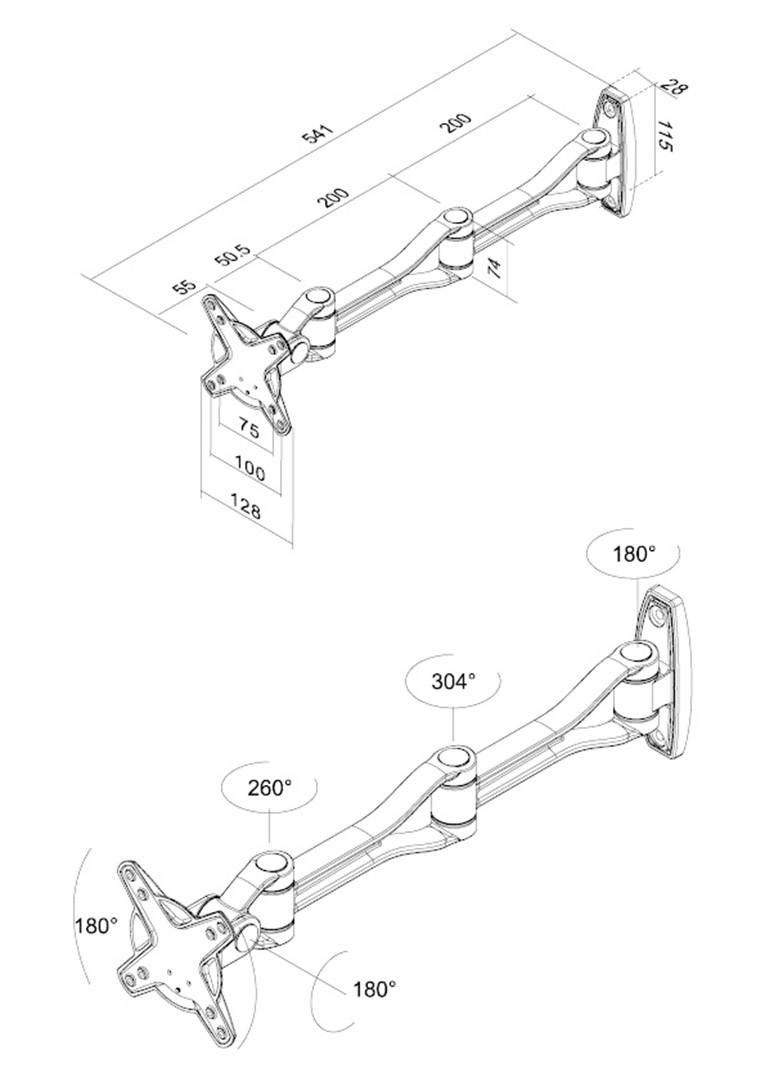 Neomounts FPMA-W1030 1x Monitor wall mount 25,4 cm (10") - 76,2 cm (30") Tiltable, Swivelling-2