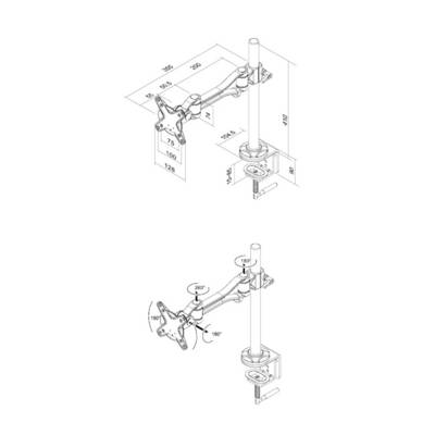 Neomounts FPMA-D1020 1x Monitor desk mount 25,4 cm (10") - 76,2 cm (30") Height-adjustable, Tiltable, Swivelling, Swivel-2