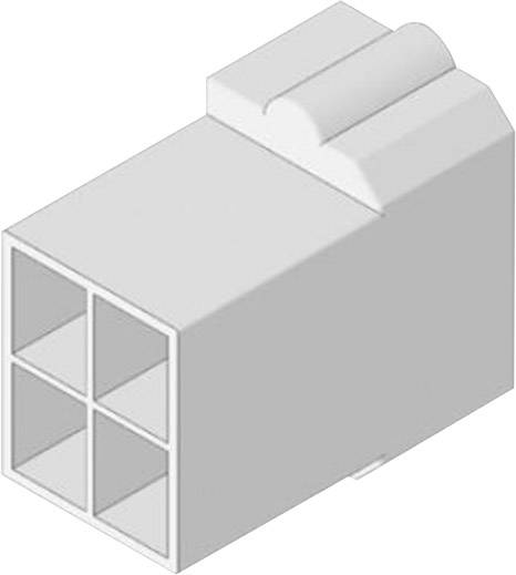 White, rectangular plastic socket with four square openings, designed to connect with a corresponding component.