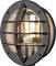 Round wall light with a black mesh guard and visible light bulb. Suitable for industrial or rustic interior design styles.