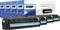 'KMP Premium Quality Toner Cartridge MP 131A' cardboard box with four blue and black toner cartridges in front of it.