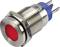 A red push button with a metal housing and blue bezel. Marking: '12V'.