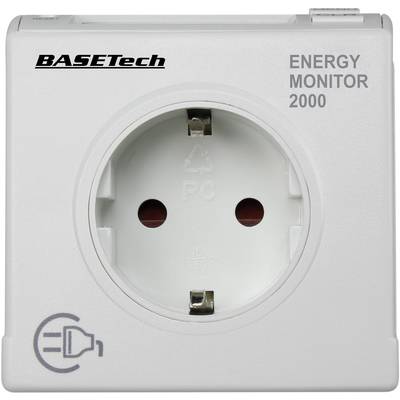 A white socket with the inscription 'BASETech' and 'ENERGY MONITOR 2000'. A symbol indicates energy monitoring.
