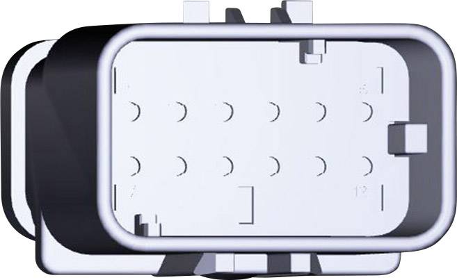 Top-down view of a rectangular connector with multiple contact points.