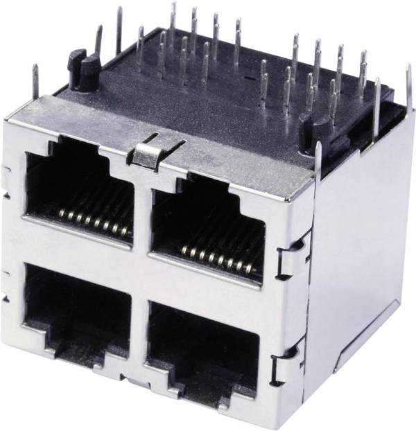 econ connect 3022S2 Double-decker multi-port 4x RJ45 3022S2 Socket, horizontal mount No. of pins (RJ) 8P8C Metal 1 pc(s)