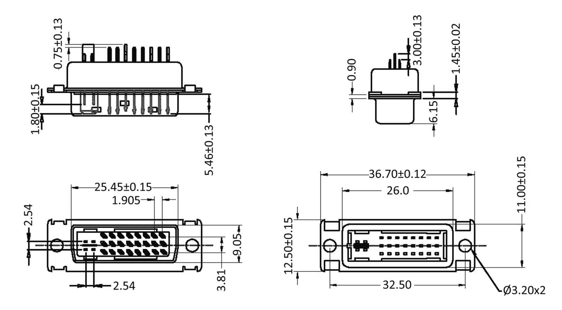 DVI connector Pin strip, straight Number of pins 29 Black econ connect